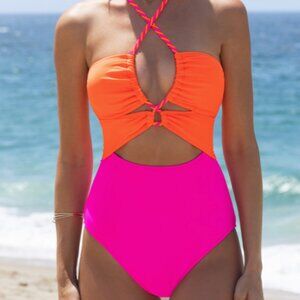 Halter-neck one-piece swimsuit with cutouts by Popvil